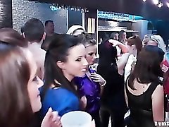 Hottie lets lesbian suck on her tits at party