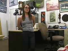 Slut in glasses pounded at the pawnshop