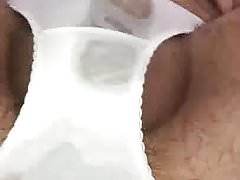 Expelling a piss enema in my white cotton panties