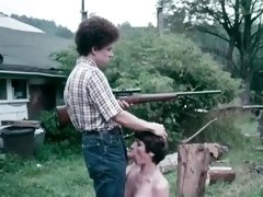 Vintage milfs sucking cock and getting drilled outside