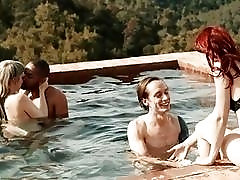 Hot pool party ends up becoming a group sex session