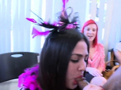 Office party cfnm babes sucking