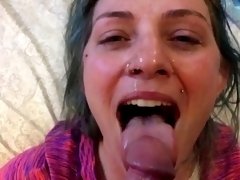 Amazing Cumshot  Facial on Enthusiastic Blue Haired Bunnie