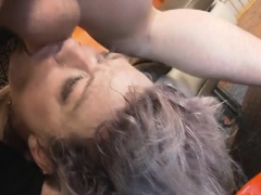 Tatooed Up Common Brunette Whore Getting Her Face Smashed
