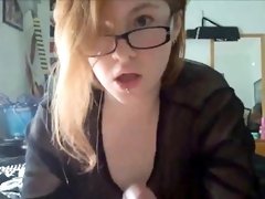 Pretty teenager lass with glasses DEEP THROAT